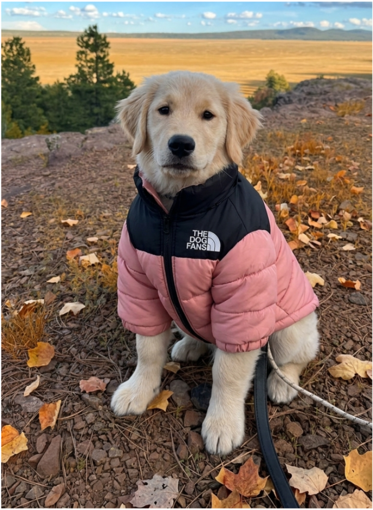 Customer dog wearing a jacket